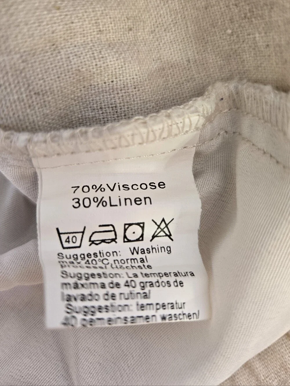 COOFANDY Linen Blend Drawstring Pants Men's 3XL Beige Wide Leg Casual Beach